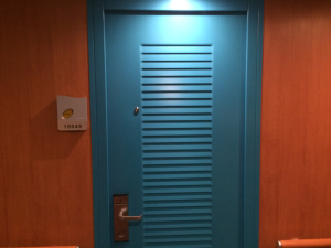 Stateroom door - love the color